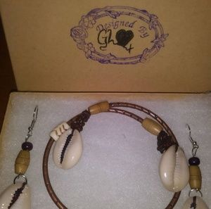 Handmade African  Beaded Copper Bracelet Set